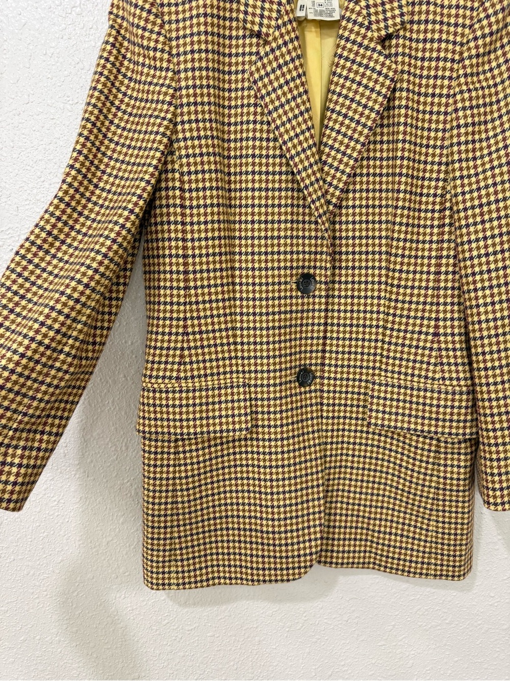 Laurel Classics Wool Cashmere Houndstooth Longline Blazer Jacket Old Money Sz S - Picture 5 of 13